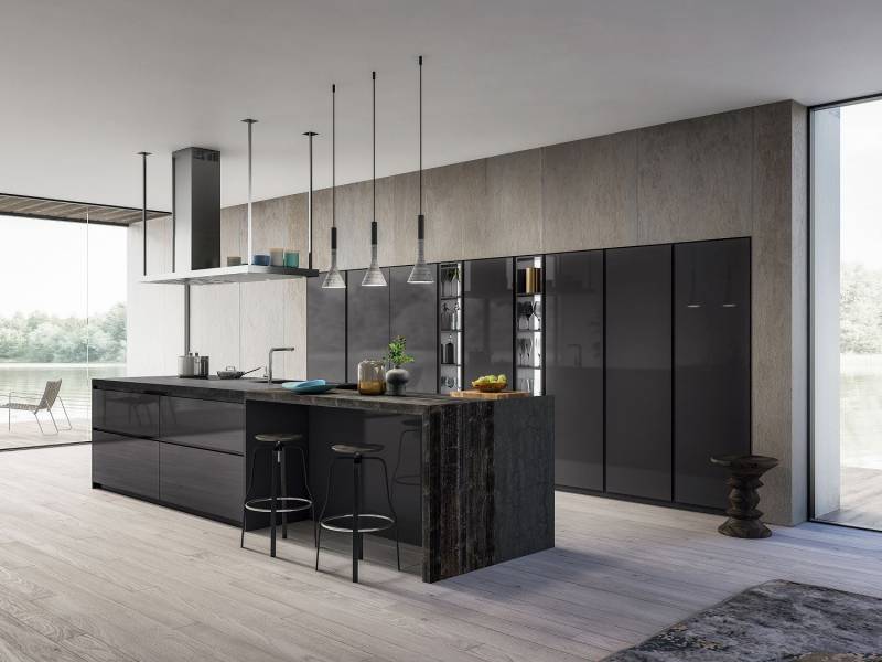 Fabrication de cuisine italienne avec ilot central à Bordeaux